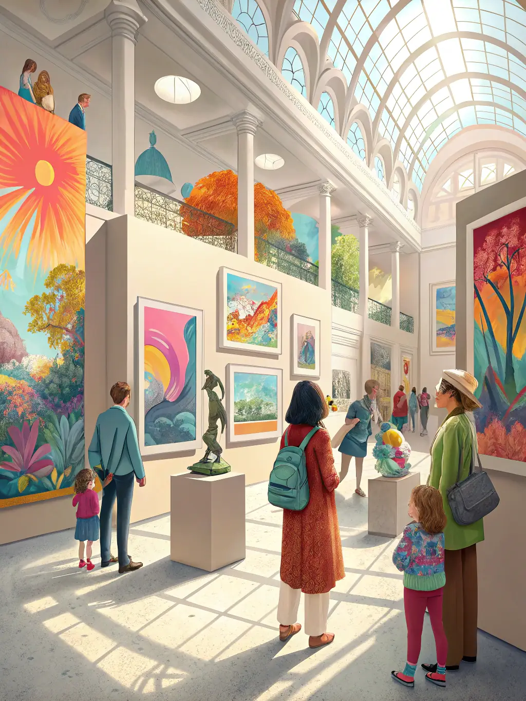 A photo of a group of local artists displaying their work at a community art exhibition, highlighting the creativity and talent within the village.