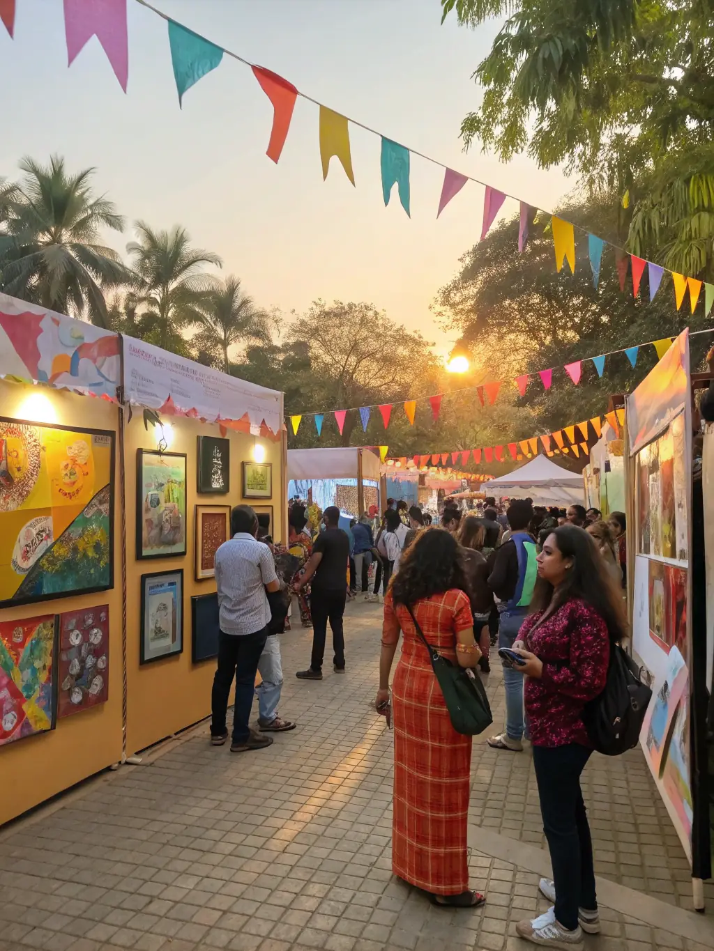 A photo of local artists displaying their work at a recent art exhibition organized by COMITE DES FETES DE LAROCHE PRES FEYT, highlighting the organization's support for local talent.